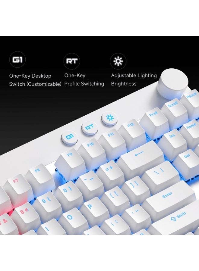 MCHOSE Mix 87 Hall Effect Gaming Keyboard – Mount Tai Magnetic Switch GT, Hot-Swappable, RGB, PBT Keycaps, 8KHz Polling, White | MC-Mix87-7 - Image 4